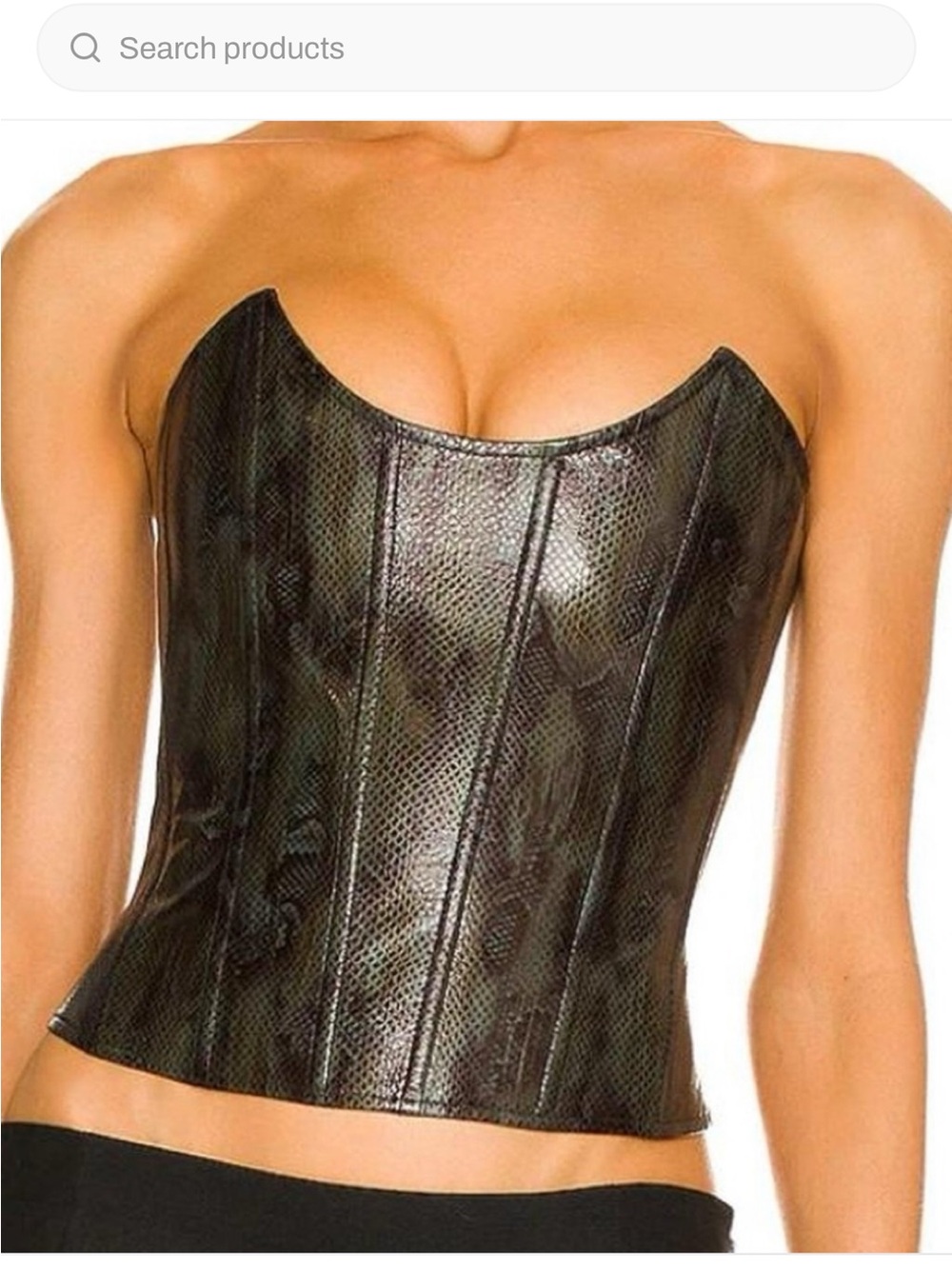 Miaou Black Snake-Embossed Strapless Corset Top